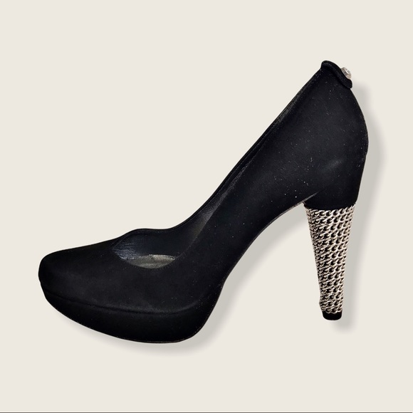 Stuart Weitzman Black Suede Chain Link Pump Heels - Picture 11 of 11